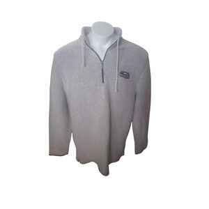 Weird Fish Adult Mens Pullover Sweater Large Beige Quarter Zip Knit Long Sleeve